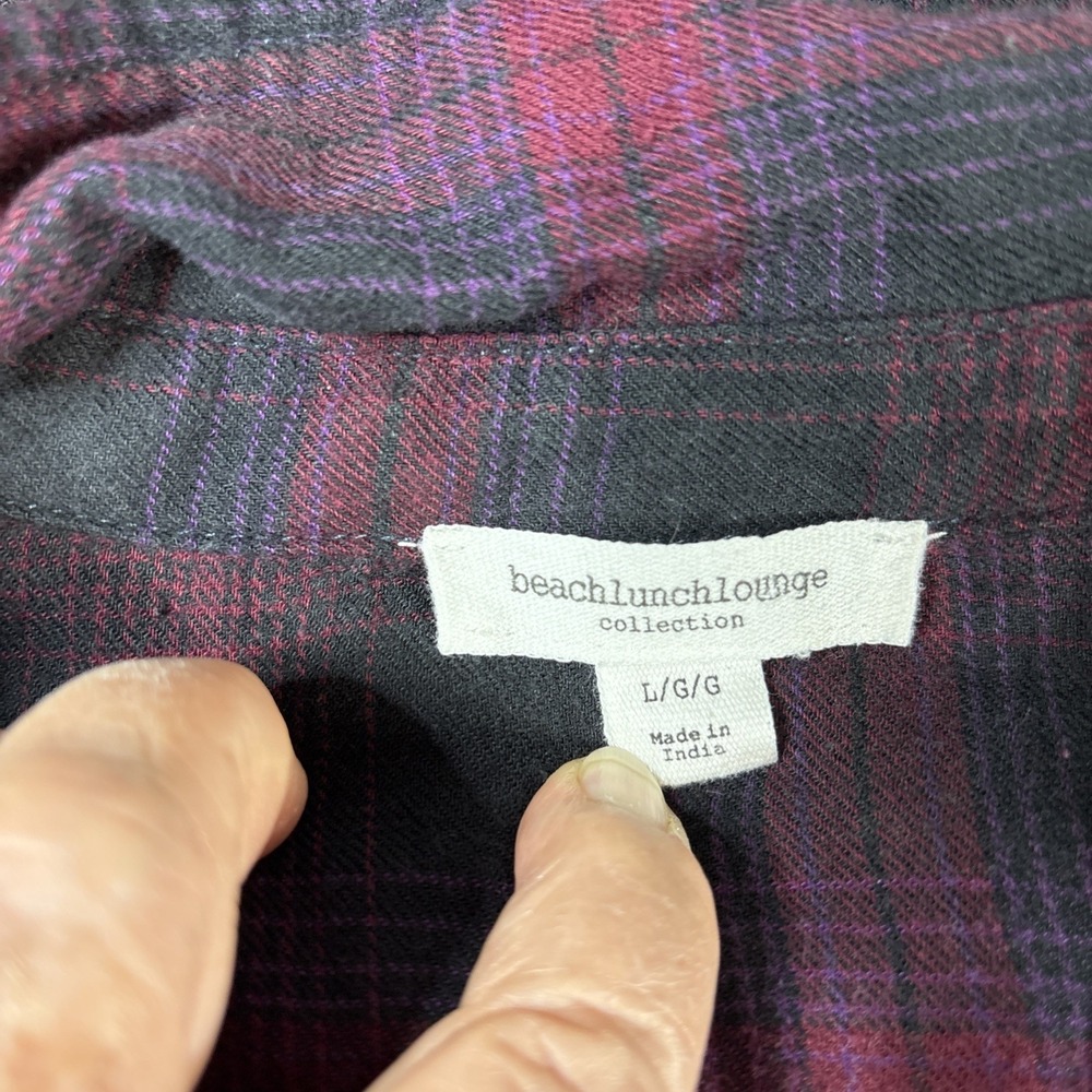 Beach Lunch Lounge Darcie Babydoll Plaid Flannel Dress Red Black Large LCD5083 - Picture 4 of 16